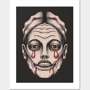 Scary Women Face, Bloody Eyes Posters and Art